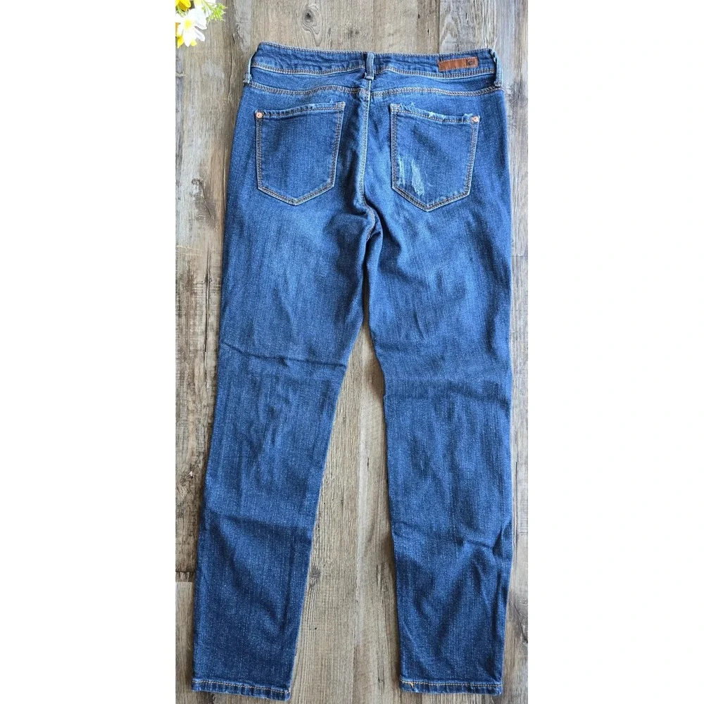 LEI Juniors Dark Wash Distressed Ripped Skinny‎ Jeans Size 7 Regular Denim